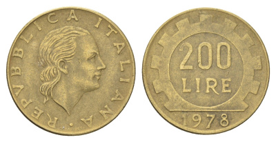 Италия 200 лир 1978 R, шестерня KM 105 алюминиевая бронза 4704-833