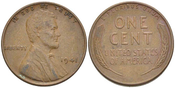 США 1 ЦЕНТ 1941 ЛИНКОЛЬН KM 132 бронза 3309-452