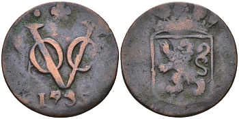 Нидерландская Восточная Индия, Голландия (Holland) 1 дуит 1735 KM 70 медь 4575-833