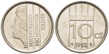 Нидерланды 10 центов 1982 Беатрикс (1980-2013) KM 203 бронза 3457-1233