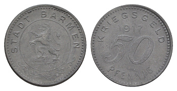 Бармен 50 пфеннигов 1917 Funck 30.2, Men05 1453.2, Men18 1851.2 цинк 4636-668