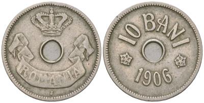 Румыния 10 бань (бани) 1906 Кароль I (1881-1914) KM 32 медно-никель 4617-955
