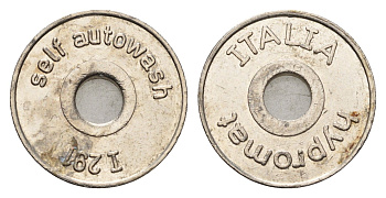 Италия жетон для автомойки диаметр 20 мм, вес 5,1 гр никель 4669-231