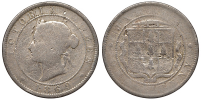 Ямайка 1 пенни 1869 Виктория KM 17 медно-никель 4117-526