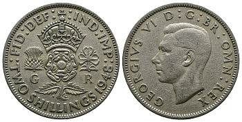 Великобритания 2 шиллинга (флорин) 1948 Георг VI (1936-1952) KM 865, Spink 4102 медно-никель 4381-1132