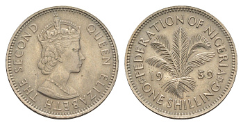 Нигерия 1 шиллинг 1959 KM 5 медно-никель UNC 4637-226