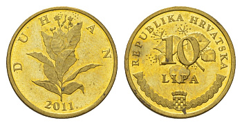 Хорватия 10 лип 2011 KM 6 сталь плакированная латунью UNC 4627-738