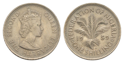 Нигерия 1 шиллинг 1959 KM 5 медно-никель UNC 4637-226