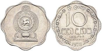 Цейлон 10 центов 1978 KM 140 a алюминий 4586-336