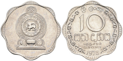 Цейлон 10 центов 1978 KM 140 a алюминий 4586-336
