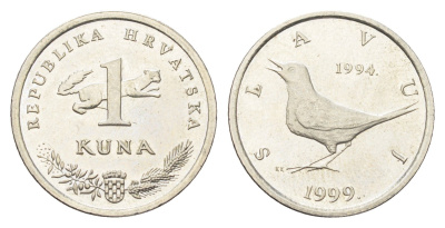 Хорватия 1 куна 1999 5 лет национальной валюте KM 9.2 медь цинк никель UNC 4659-732