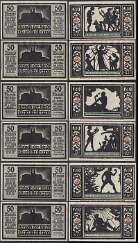 Кведлинбург полный набор из 6 нотгельдов (50 пфеннигов) 1921 DeNG 2 1087.4 бумага UNC (пресс) 2193-3-2-1
