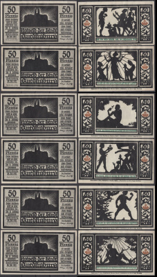 Кведлинбург полный набор из 6 нотгельдов (50 пфеннигов) 1921 DeNG 2 1087.4 бумага UNC (пресс) 2193-3-2-1