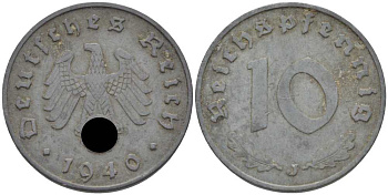 Германия 10 рейхспфеннигов 1940 J KM 101, J. 371 цинк 4401-455
