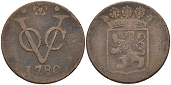 Нидерландская Восточная Индия, Голландия (Holland) 1 дуит 1780 KM 70 медь 4575-831