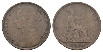 Великобритания 1 пенни 1885 Виктория (1837-1901) KM 755, Spink 3954 бронза 4661-345