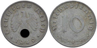 Германия 10 рейхспфеннигов 1940 J KM 101, J. 371 цинк 4401-455
