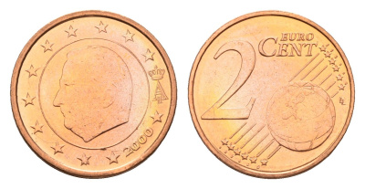 Бельгия 2 евроцента 2000 Альберт II (1993-2013) KM 225 сталь плакированная медью UNC 4685-166