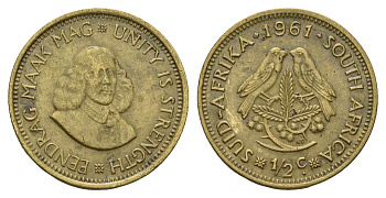 ЮАР 1/2 цента 1961 Ян ван Рибек KM 56 латунь 4114-455