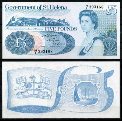 Остров Святой Елены 5 фунтов 1981 Елизавета II (1952-2022), Джеймстаун Pick 7b бумага UNC (пресс) 451-586-2