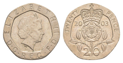 Великобритания 20 пенсов 2003 Елизавета II (1952-2022) KM 990, Spink 4630 (G3) медно-никель 4639-928