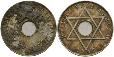 Британская Западная Африка 1/2 пенни 1947 H, Георг VI KM 18 медно-никель 25-1144