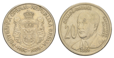 Сербия 20 динаров 2009 130 лет со дня рождения Милутина Миланковича KM 52 медь цинк никель 4650-624
