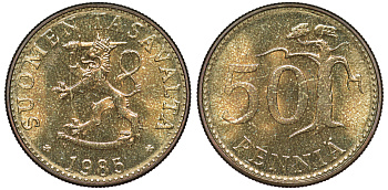 Финляндия 50 пенни 1985 N KM 48 алюминиевая бронза UNC 259-637