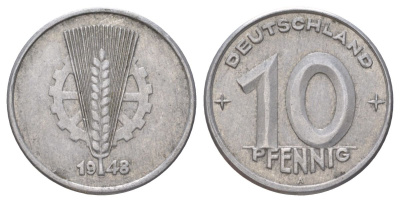 ГДР 10 пфеннигов 1948 A KM 3 алюминий 4627-937