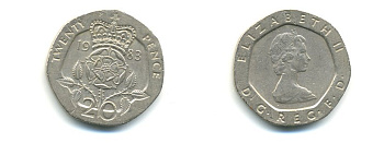 Великобритания 20 пенсов 1983 Елизавета II (1952-2022) KM 931, Spink 4230 (G1) медно-никель 59-346