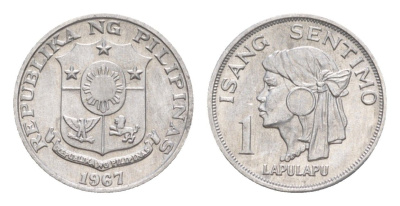 Филиппины 1 сентимо 1967 вождь острова Мактан Лапу-Лапу KM 196 алюминий UNC 4636-328