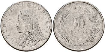 Турция 50 курушей 1976 Анатолийская невеста KM 899 нержавеющая сталь 4603-924