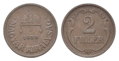 Венгрия 2 филлера 1939 BP KM 506 бронза 4664-853