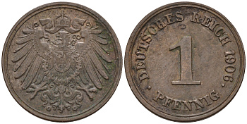 Германия 1 пфенниг 1906 G KM 10, J. 10 медь 4594-1245