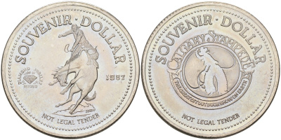 Канада жетон 1982 Souvenir dollar, брилиантовый юбилей родео в Калгари никель 4590-835