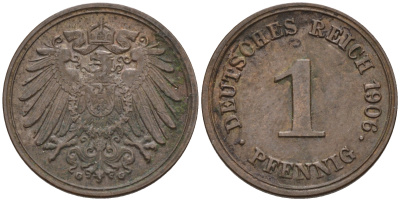 Германия 1 пфенниг 1906 G KM 10, J. 10 медь 4594-1245