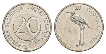 Словения 20 толаров 2003 KM 51 медно-никель 4571-445