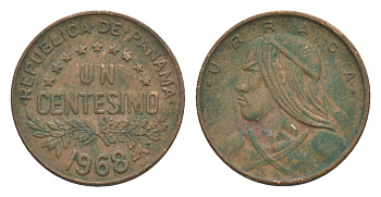 Панама 1 сентесимо 1968 KM 22 бронза 4644-627