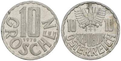 Австрия 10 грошей 1978 KM 2878 алюминий 4135-251