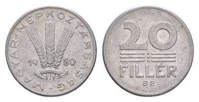 Венгрия 20 филлеров 1980 BP KM 573 алюминий 4658-562
