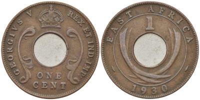 Британская Восточная Африка 1 цент 1930 Георг V (1910-1936) KM 22 бронза 113-247