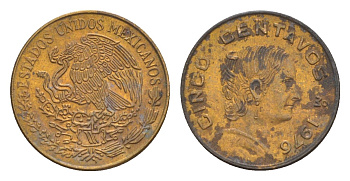 Мексика 5 сентаво 1976 Жозефа Ортис де Домингес KM 427 латунь 4649-854