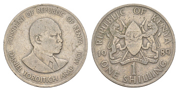 Кения 1 шиллинг 1989 Дэниэл арап Мои KM 20 медно-никель 4650-354