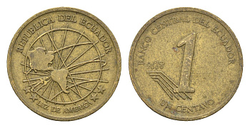 Эквадор 1 сентаво 2000 KM 104 латунь 4664-421