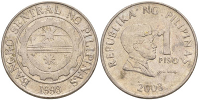 ФИЛИППИНЫ 1 ПИСО 2003 УЧЁНЫЙ ПИСАТЕЛЬ И ПОЭТ ХОСЕ РИСАЛЬ KM 269 медно-никель 4551-1153