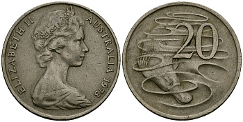 Австралия 20 центов 1973 Елизавета II (1952-2022), утконос KM 66 медно-никель 4120-645