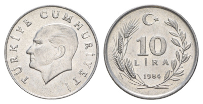 Турция 10 лир 1984 KM 964 алюминий UNC 4648-817