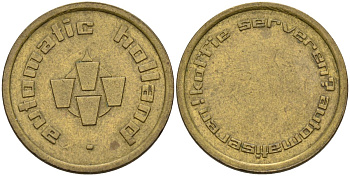 Нидерланды кофейный жетон ND AUTOMATIC HOLLAND, COFFE SERVEREN? AUTOMATISEREN, диаметр 22 мм. латунь 4584-846