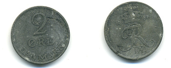 ДАНИЯ 2 ЭРЕ 1965 C;S, ФРИДЕРИК IX (1947-1972) KM 840.2 цинк 3999-224