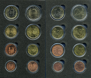 Испания евронабор из 8 монет 1999-2003 1, 2, 5, 10, 20, 50 евроцентов, 1 И 2 евро, в капсулах KM 1040, 1041, 1042, 1043, 1044, 1045, 1046, 1047 UNC 5-4-1-33